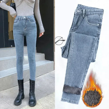 Women Velvet Ankle Length Casual Thick Pencil Pants