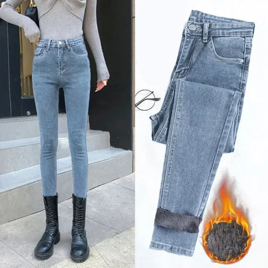 Women Velvet Ankle Length Casual Thick Pencil Pants