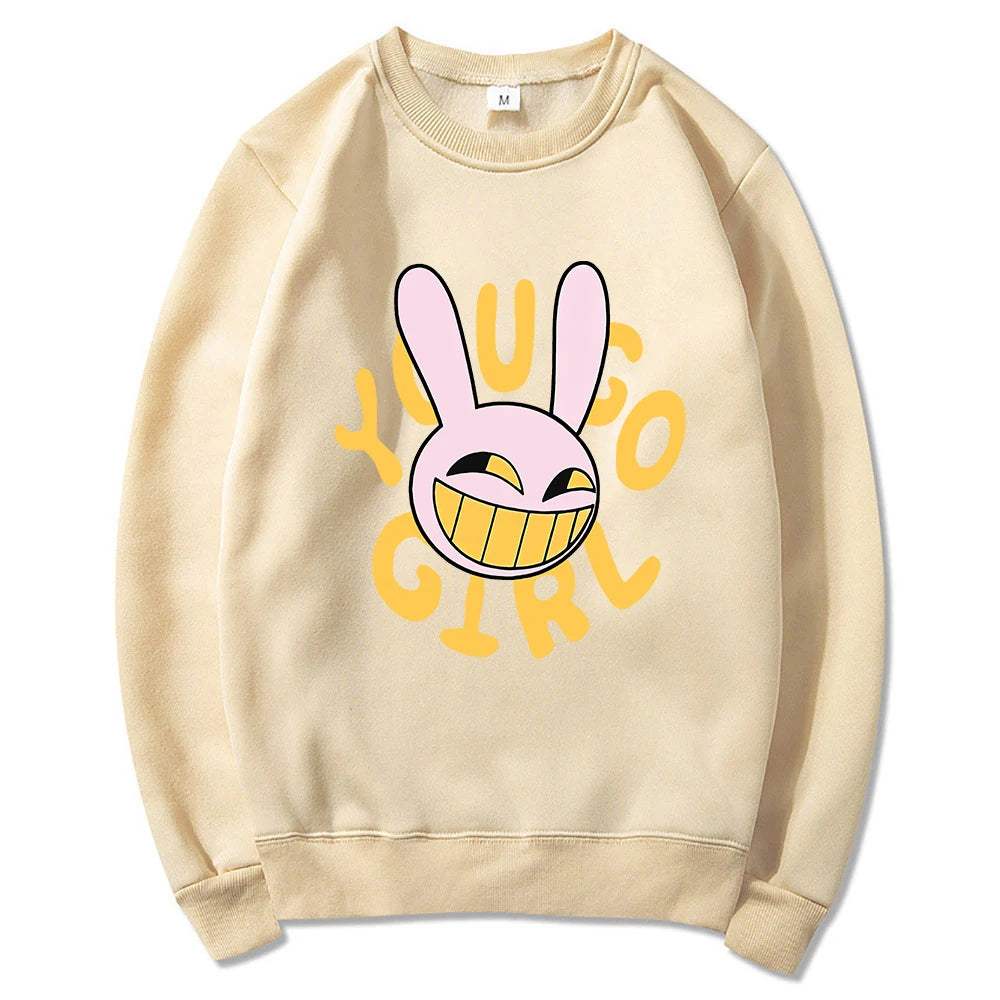 Hoodie Fashion Women Harajuku Funny Cute Rabbit Hoodie Unisex Cartoon Vintage Pullover Sweatshirt