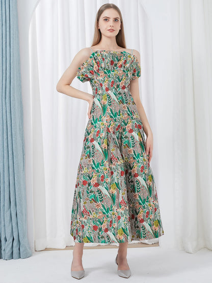 Elegant Women Dress Embroidery Sleeveless Summer Fashion Spaghetti Straps Vintage Party Gown Luxury Banquet Vestido