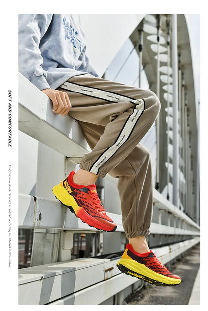 Men's Marathon Shoes Running Shoes Breathable High elasticity Cushioning Male Lightweight Sports Shoes Fitness Training