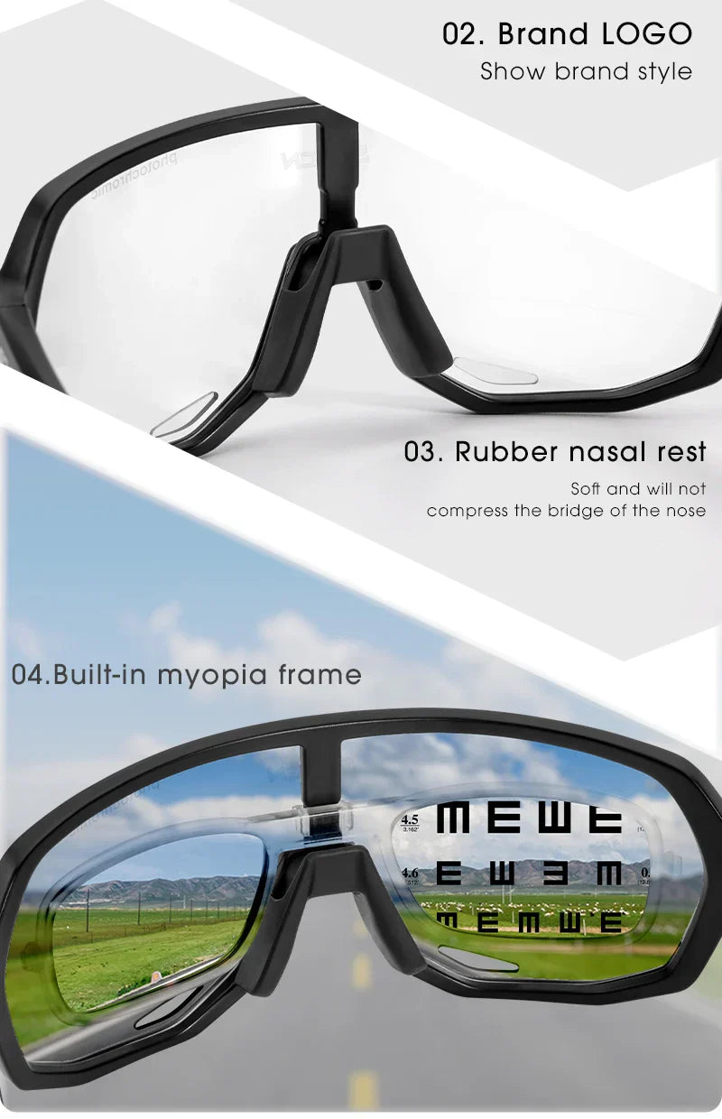 Photochromic Cycling Sunglasses Cycling Glasses UV400 Bicycle Eyewear Sports MTB Outdoor Bike Goggles Sunglasses Eyepieces