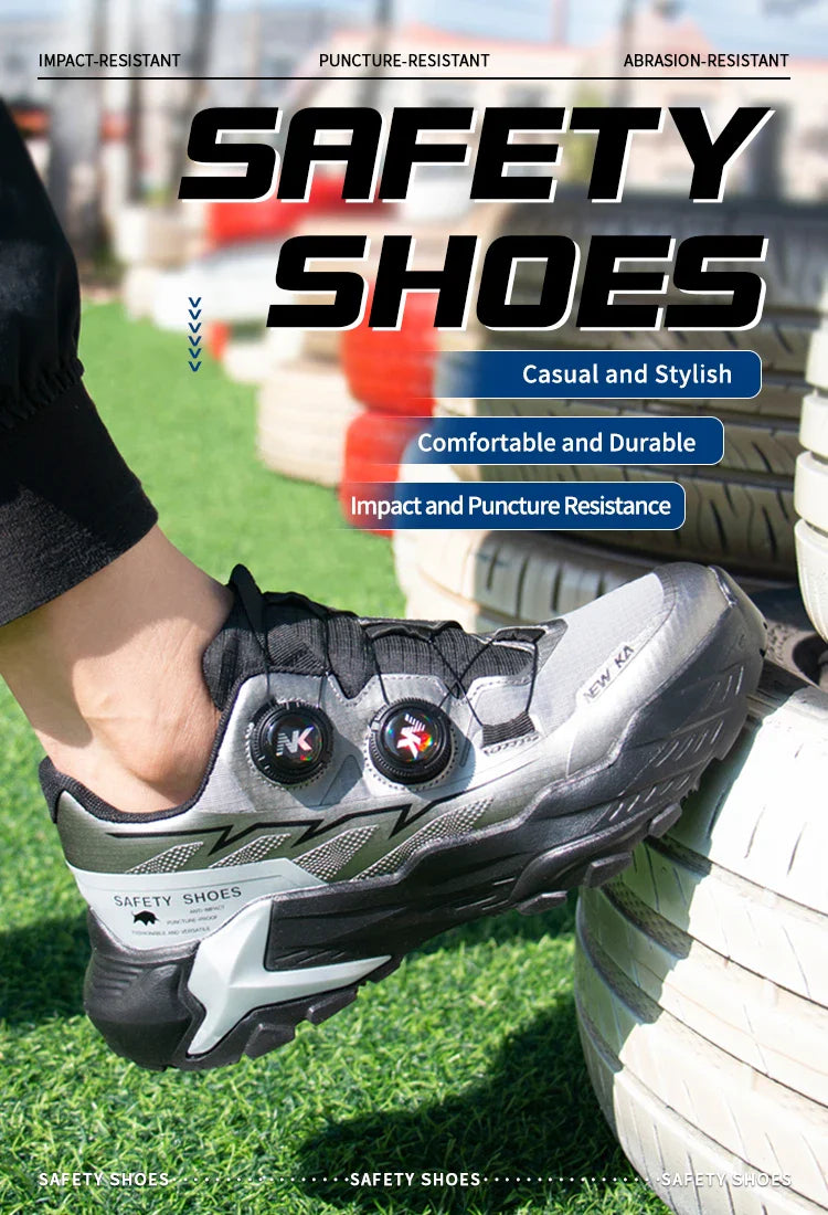 New Four-Season Safety Work Shoes, Steel Toe Anti-Smash & Anti-Penetration, Quick-Turn Buckle, Tech-Style Lightweight Wear-Resis