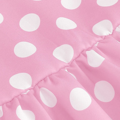 New Fashion Kids Dress For Girls Polka Dot Short-sleeved Children Dress With Baby Collar Daily Girls Casual Costume