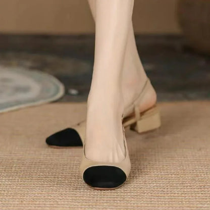 Summer New Fashion Low Square Heels Shoes Korean Color Matching Party Ladies Shoes Designer Chaussure Femme All-match Sandals