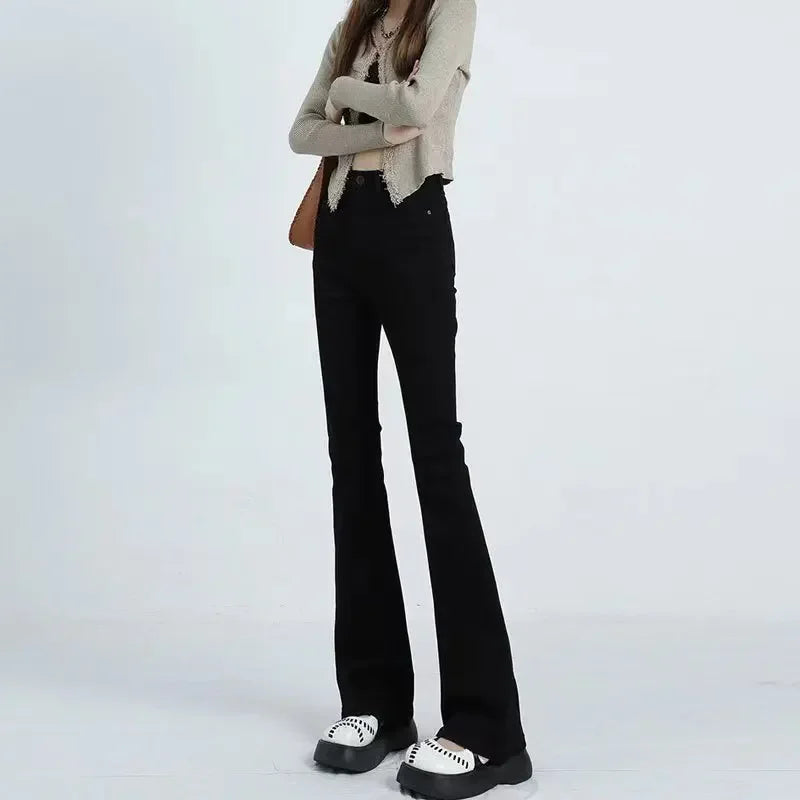 Women's Autumn Winter Petite Bell-bottom Pants