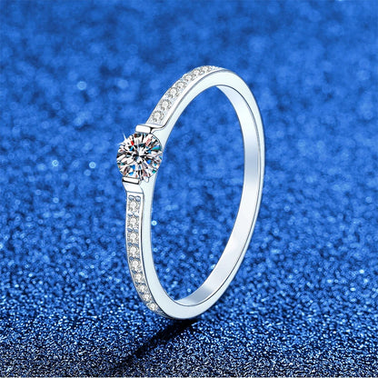 0.3ct 4mm D VVS1 Moissanite Rings for Women Sparkling Wedding Eternity Bands S925 Sterling Silver Jewelry Classic Ring