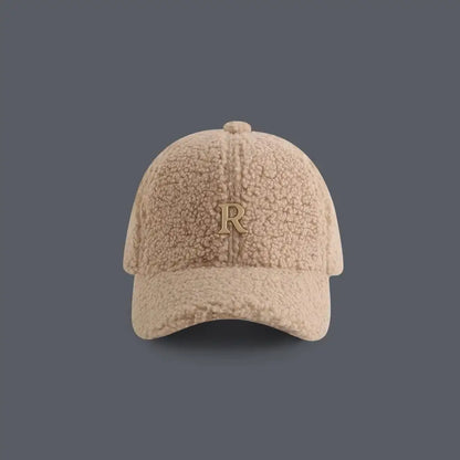 Baseball Cap Winter Hats For Women Men Unisex Letter Metal Logo Imitation Cashmere Keep Warm Simple Casual Winter Cap New Velvet