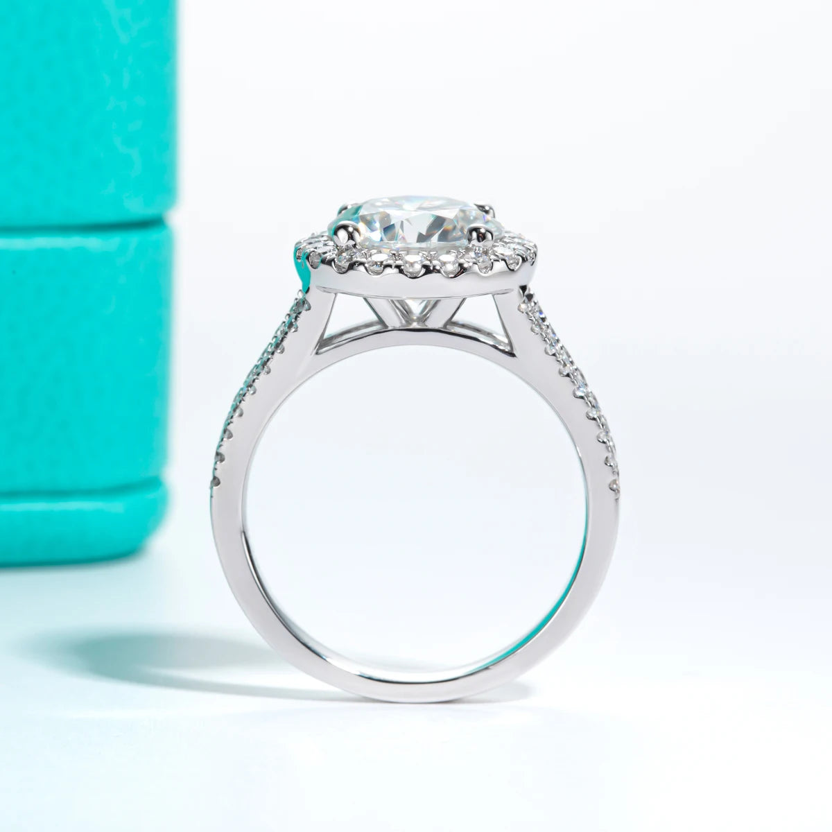 3ct Round Cut D Color Moissanite Halo Engagement Ring 18K Gold Plated Luxury Wedding Band Rings Jewelry Women Wholesale