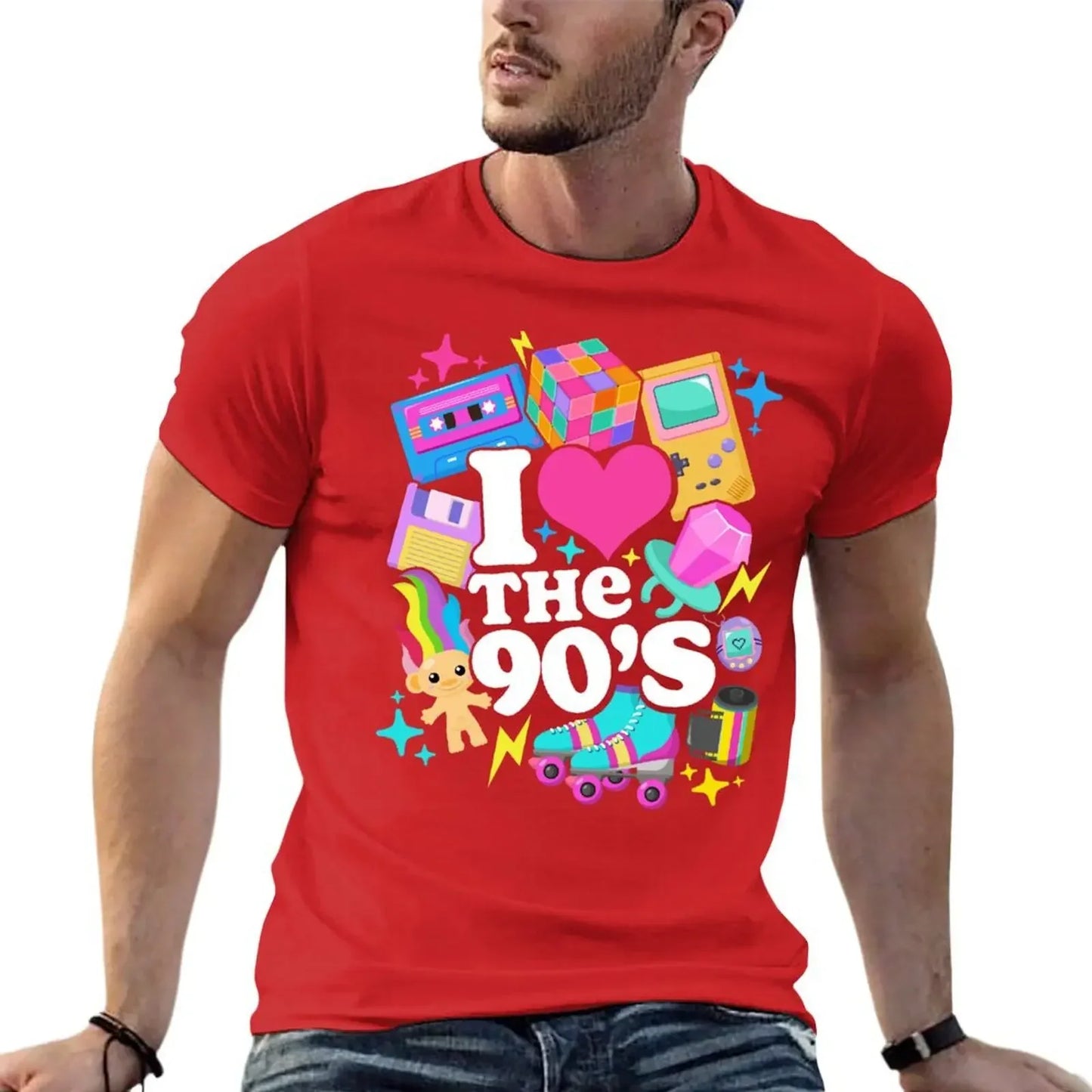 I Love The 90's Retro 90s Costume T-Shirt anime figures summer clothes blue archive mens t shirt