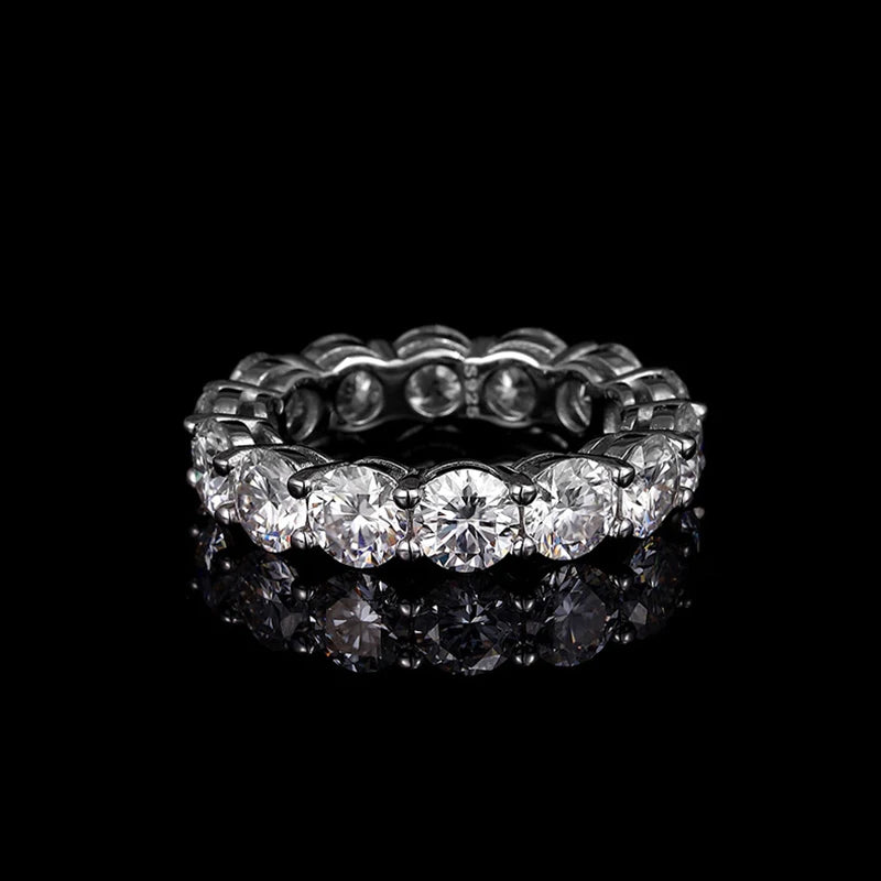 5mm Full Moissanite Ring for Woman Wedding 925 Sterling Silver Rings Lab Diamond Engagement Eternal Band Fine Jewelry