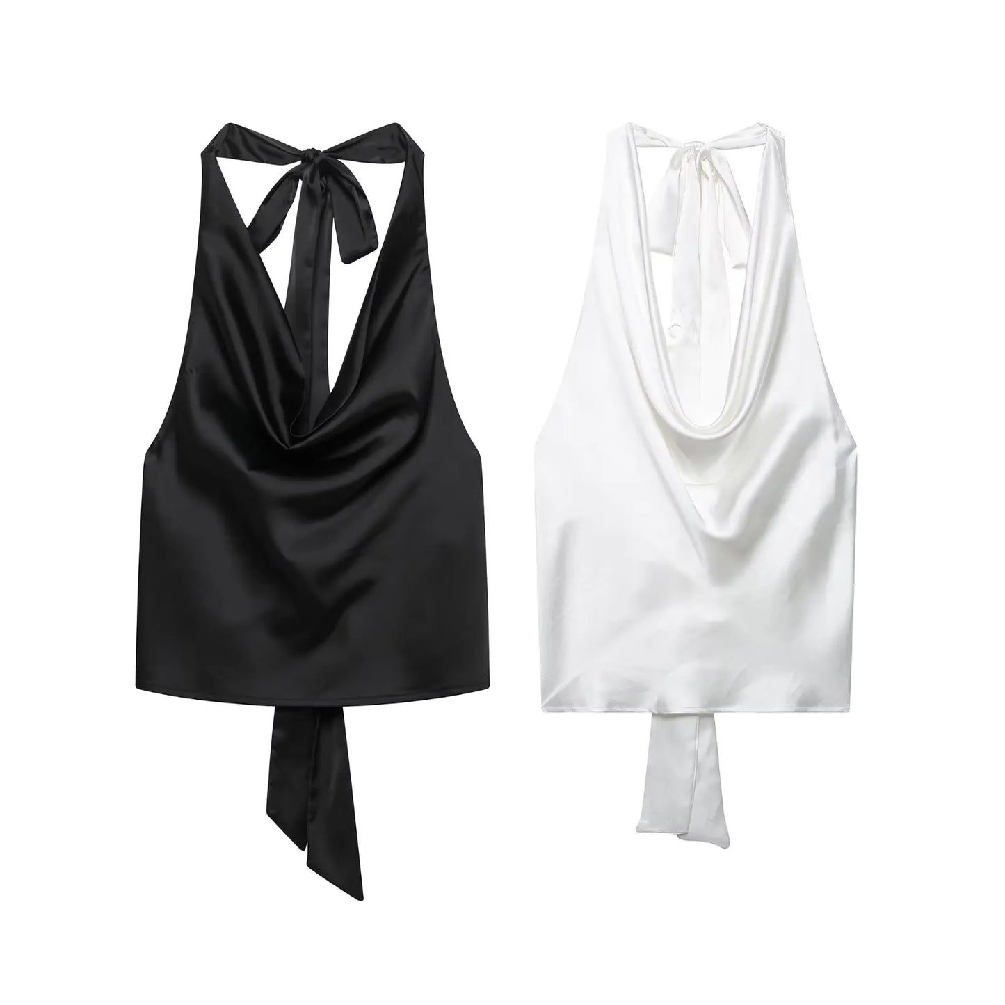 2025 Women Sexy Sleeveless Backless Bow Tied Soft Touch Blouse Female FashionHalter Shirts Summer Blusas Chic Tops LS9013