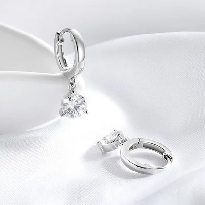 0.5-2CT Brilliant Cut Moissanite Drop Earrings for Women Classic 3 Prong Wedding Fine Jewelry S925 Sterling Silver 100%