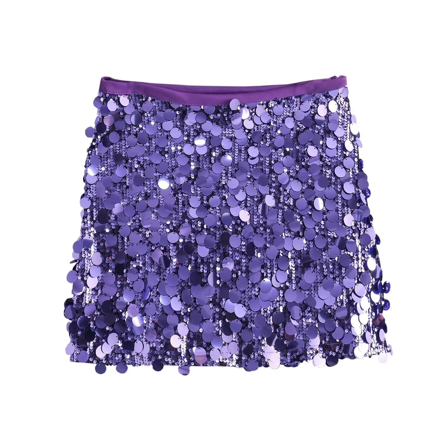 Women Spring Autumn Chic Mini Skirts Fashion With Sequined Solid Side Zipper Short Skirt Female Vintage High Waist Skirt