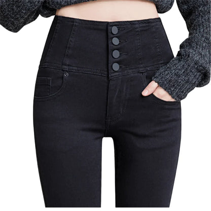 Button Fly Jeans High Waist Front for Women