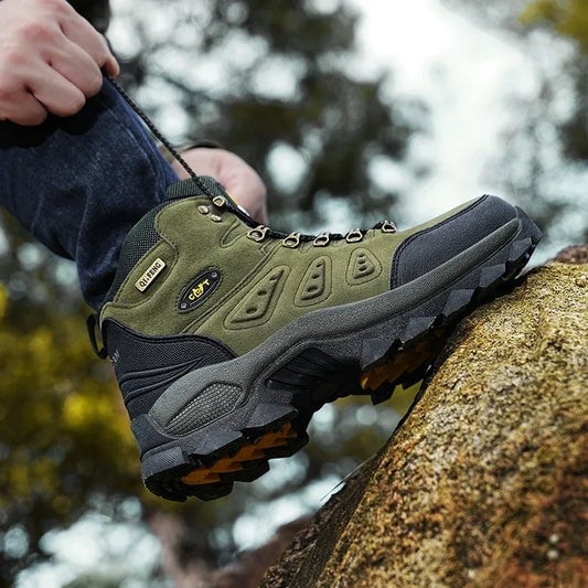 Tênis de Aventura Cano Alto Unissex PLUS SIZE Durável Aderência Antiderrapante Cadarço Confortável Ideal para Botas de Caminhada ao Ar Livre Calçados Masculinos