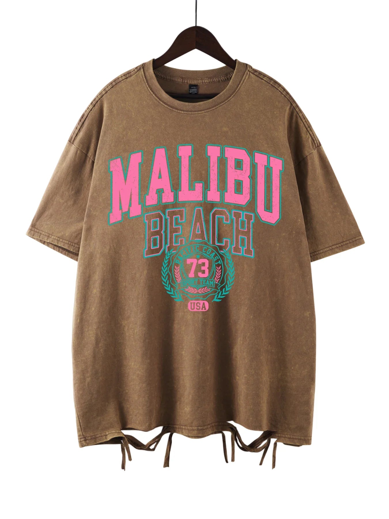 Beach Washed T-Shirt Women Letter Printing Cotton T Shirt Comfortable Crewneck Tops Casual Oversized Tees Female Clothes