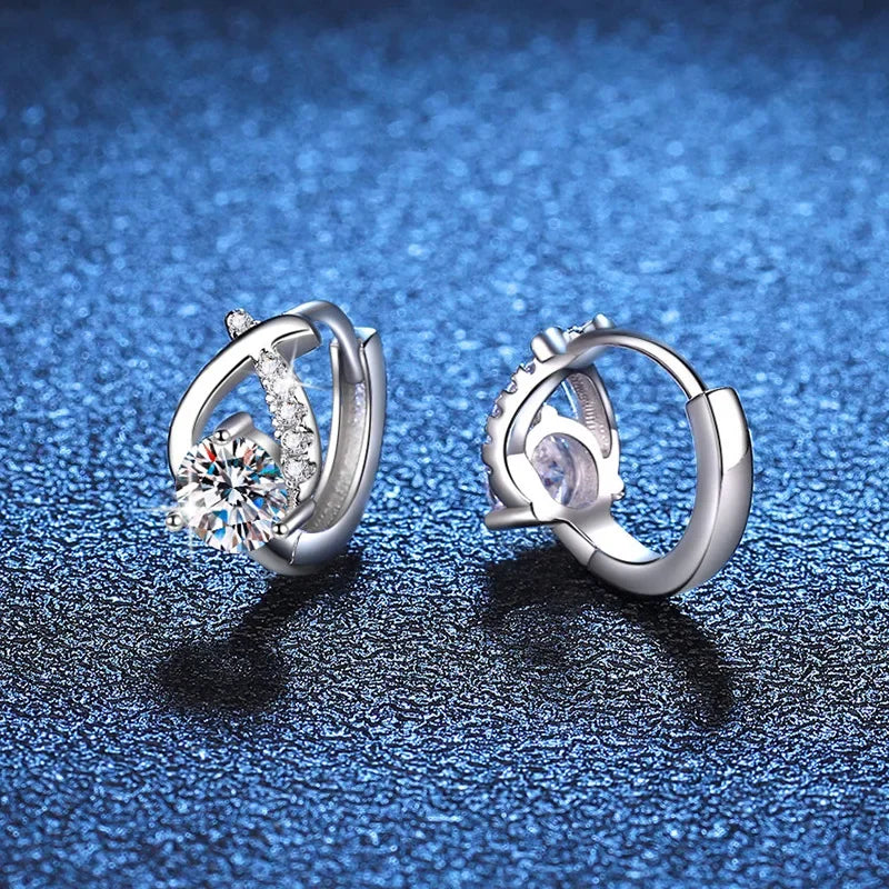 0.5CT 5MM Real Moissanite Hoop Earrings PT950 Platinum Certified Luxury Sparkling Diamond Jewelry for Women