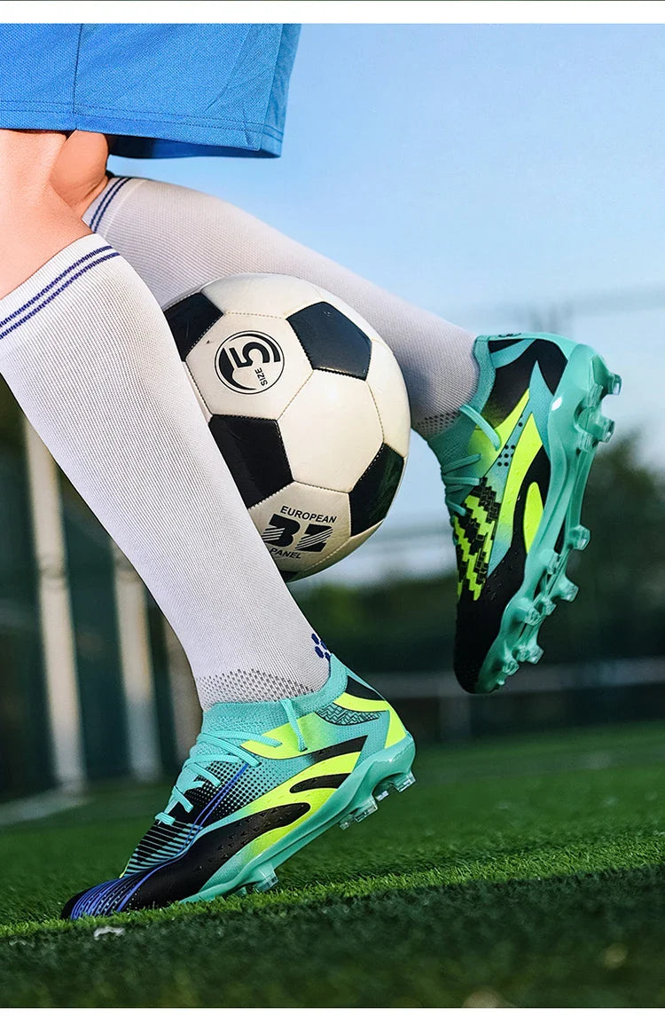 Professional Long Spikes Football Field Cleats Men Women Trend Pink Soccer Shoes Society Man Trainers Futsal Sneakers Size 33-46
