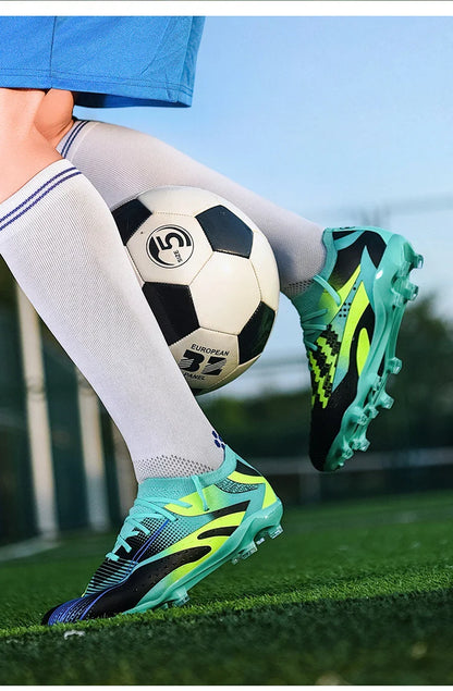 Professional Long Spikes Football Field Cleats Men Women Trend Pink Soccer Shoes Society Man Trainers Futsal Sneakers Size 33-46