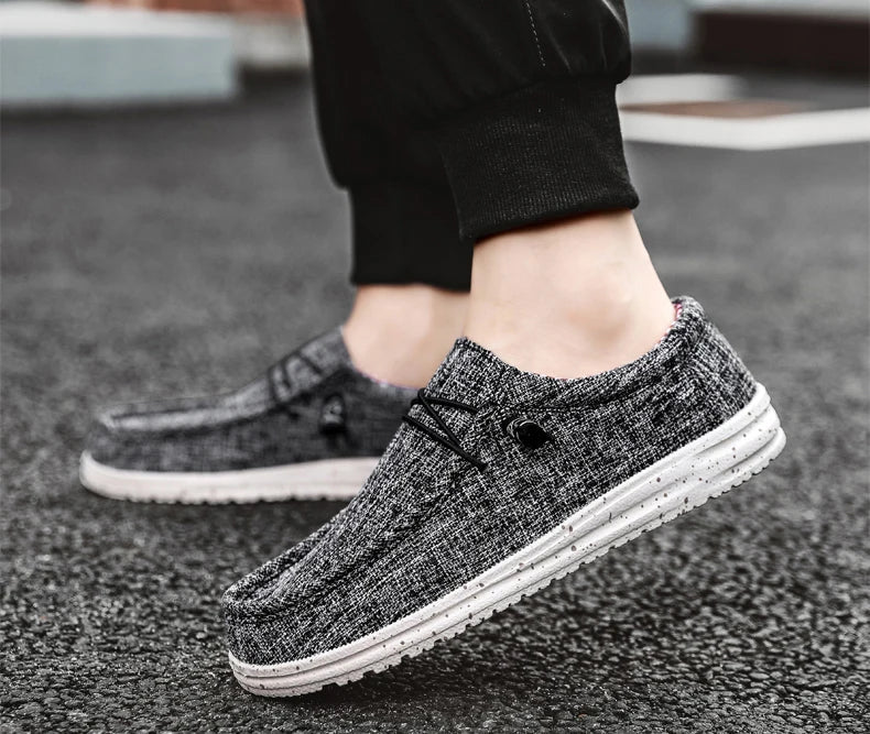 Men Casual Canvas Shoes Mens Loafers Breathable Slip on Flats Male Vulcanized Shoes Driving Shoes Plus Size 47 Walking Sneakers
