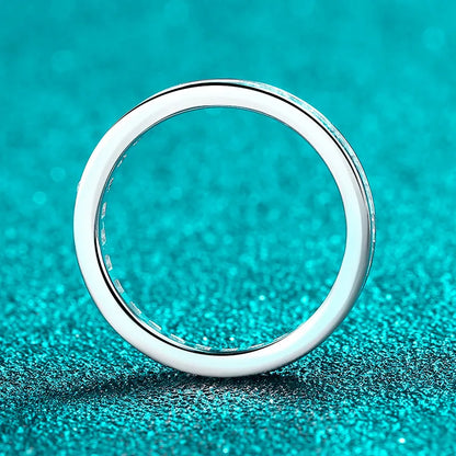 925 Sterling Silver Princess Cut Moissanite Ring for Women 2*2mm D Color Full Eternity Stackable Wedding Band Lab Diamond