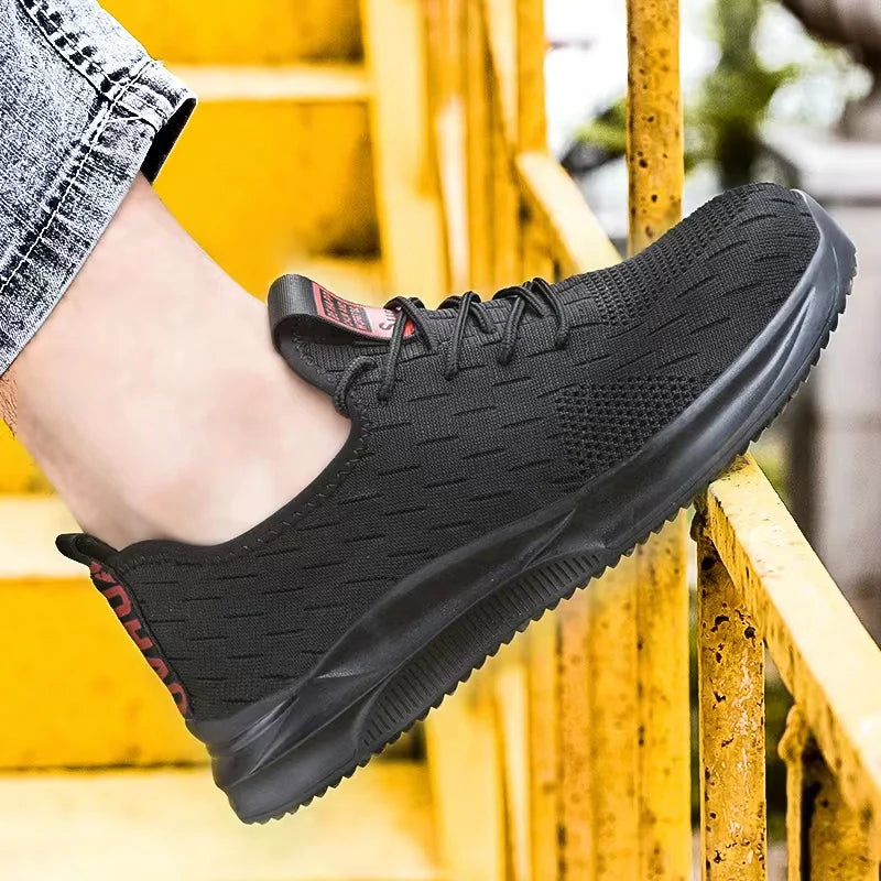 Mens Safety Shoes Breathable Steel Toe Cap Boots Anti-smashing Anti-smash Safety Work Shoes Lightweight Men Women Work Sneaker