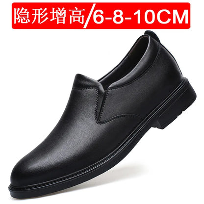 Height Increasing Shoes for Men 6cm 8cm Invisible Elevator Leather Casual Shoes Leathe Zapatillas De Hombre Large-sized Shoes