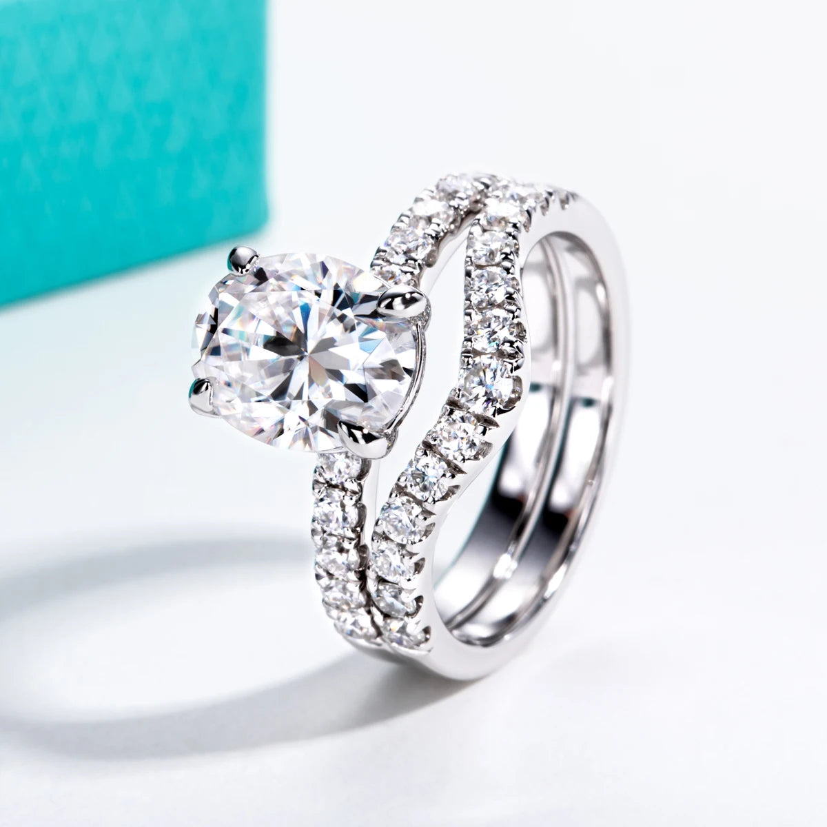 3ct (Total 3.64ct) Oval Cut D Color Moissanite Bridal Ring Set Wedding Band Silver Rings With Cer Jewelry Wholesale