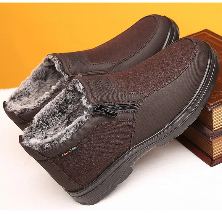 Winter high top men's cotton shoes with thick fleece, warm, waterproof, anti slip, oversized, unisex boots 38-48 boots for men