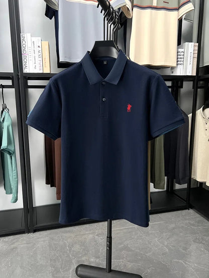 Designer brand 100% cotton short sleeve polo shirt luxury fashion pony embroidery men's business leisure summer new Paul T-shirt
