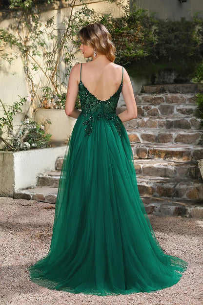 BABYONLINE Forest Green Tulle Prom Dress with Embroidered Beaded Waist & Sweetheart - Sparkling A-Line Gown for Teens & Galas