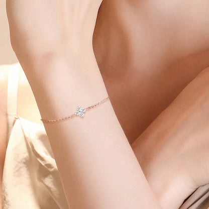 4-Leaf Clover GRA Certified 0.9cttw D Color Moissanite Diamond Bracelet for Woman 925 Silver Link Bracelets Fine Jewelry