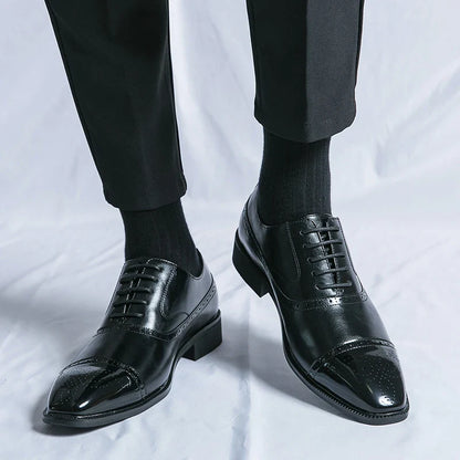 Men Lace Up Square Toe Dress Shoes, Business Black Oxfords Shoes