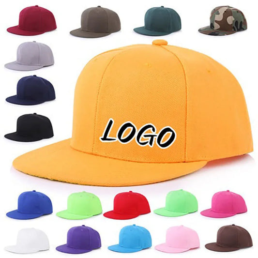 Customized Blank Flat Brim Baseball Cap Men Hip Hop Snapback Sun Hat Women Spring Print Embroidered Logo Visor Cap Streetwear