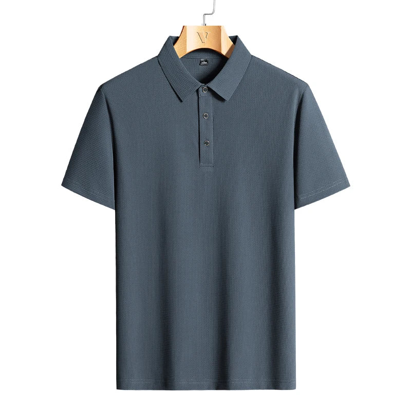 M-9XL Summer Polo Shirt Men New Breathable Mesh Ice Silk Quick-drying Short-sleeved T-shirt Elastic Sports Tops Men Clothing