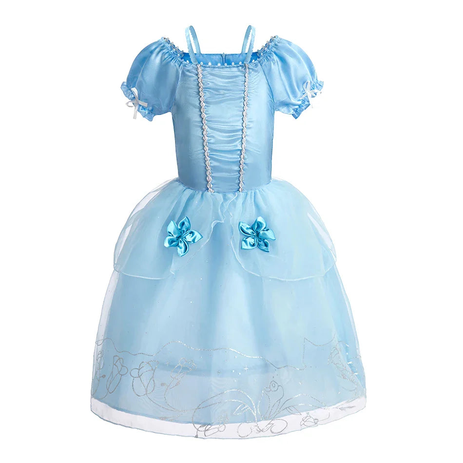 Children Princess Fancy Costume Girls New Rapunzel Anna Dress Kids Christmas Cosplay Belle Aurora Sofia Birthday Party Clothes