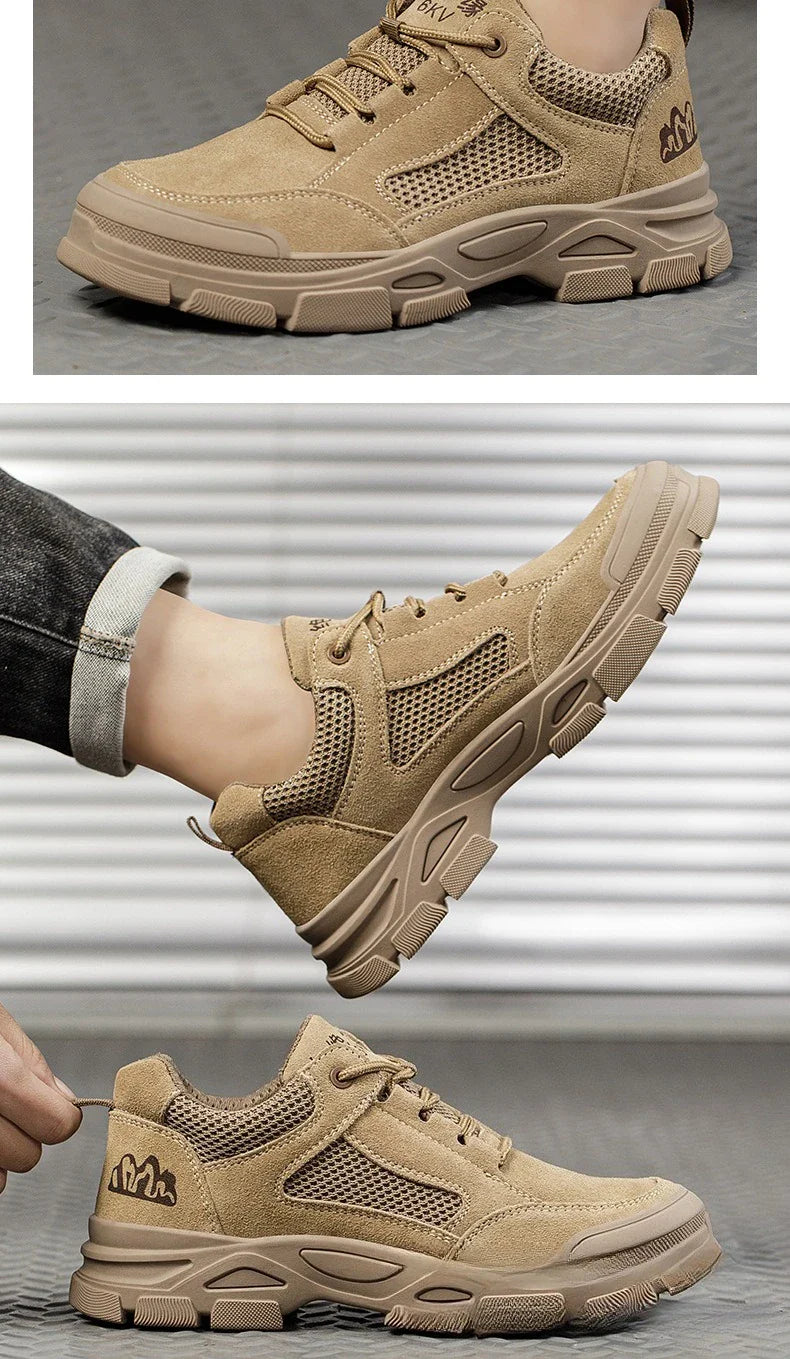 Labor Protection Shoes Men's Anti Smashing AntiPiercing Insulation Work Shoes Cowhide Solid Bottom Construction Site SafetyShoes