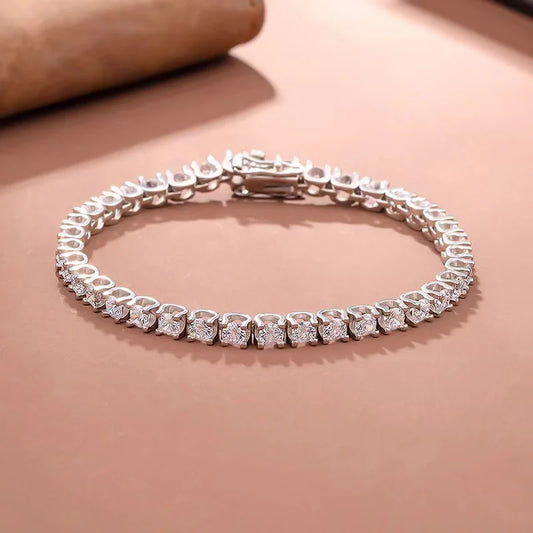 Luxury 0.2ct 3.5mm Full Moissanite Tennis Bracelet for Women Wedding Party Fine Jewelry Real 925 Sterling Silver Bracelets