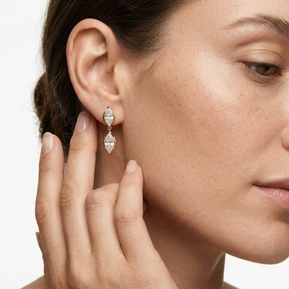 2-Stone Marquise Cut Moissanite Drop Earrings for Women S925 Silver Lab Diamond Stud Earrings with Certificate Fine Jewelry