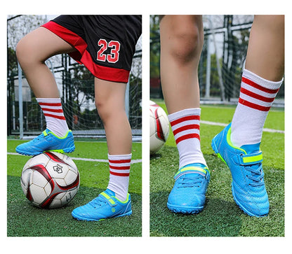 Children's Boys Low-Top Football Shoes Summer Breathable Sport Training Sneakers Outdoor Youth Turf Soccer Shoes