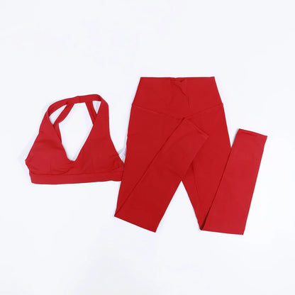 New Summer Women's Ultra Soft Sports Bra And Yoga Pants Set Fashionable Two-Piece Gym Workout Shock-Absorbing Underwear Suit