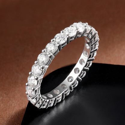 3mm Round Moissanite Ring 18K White Gold Plated 925 Sterling Silver Fine Jewelry Wedding Engagement Rings for Women Man
