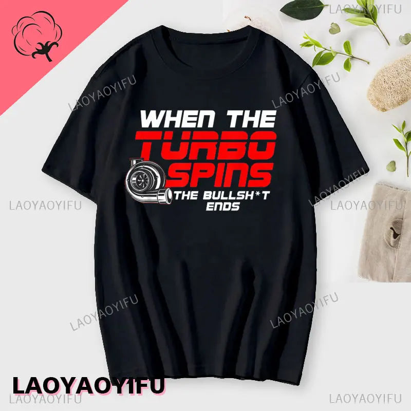 New Boost Turbo Engine Printing T-Shirt Car Parts Funny Mechanic Cotton Teemen 2024 Summer Fashion Top Personality Mans Clothing