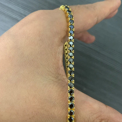 GRA Certified Full 3/4/5/6.5MM Black Moissanite Tennis Bracelet for Men Women S925 Silver Plated 18K Black Gold Bracelets