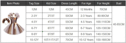 Brown Jungle Lion Costume for Baby Girls Animal Party Fancy Tutu Dress for Kids Halloween Christmas Tulles Outfit with Hairs Bow