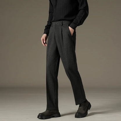 Men's Casual Straight-Leg Wool Trousers - American Style Commuting Pants Perfect for Fall/Winter 28-38