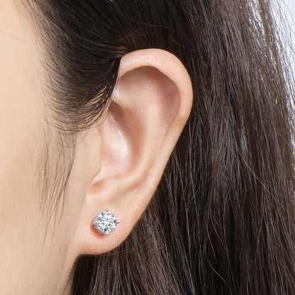 Real 0.2-3CT D Color Moissanite Stud Earrings For Women Party 4 Prong S925 Silver 0.1CT 3mm Pass Diamond Test Earring Gift