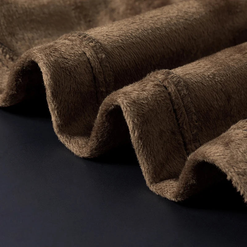 2025 New Winter Fleece Warm Corduroy Pants Men Business Fashion Slim Fit Stretch Thicken Gray Khaki Fluff Casual Trousers Male