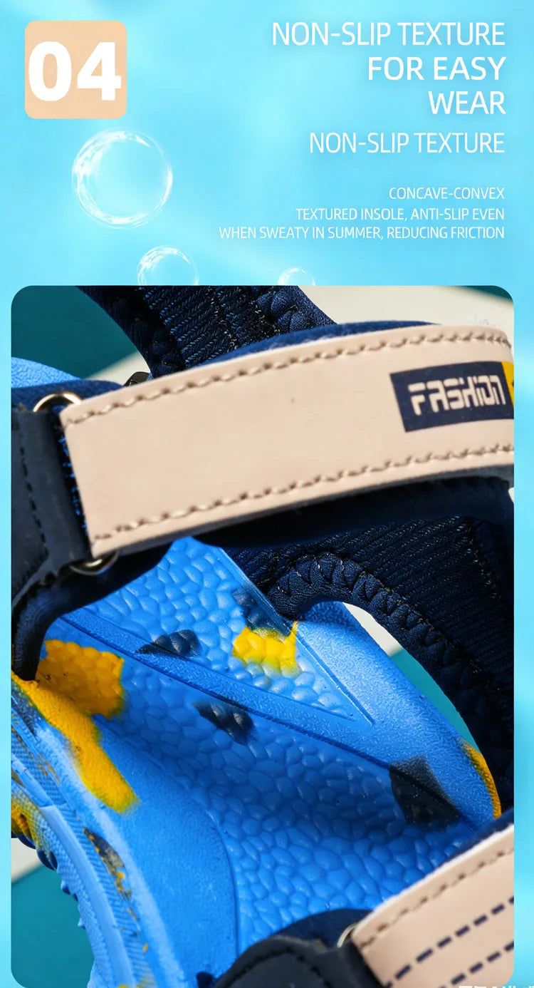 4 Colors Breathable Kids Sandals Boys Girls Lightweight Soft Sole Summer Beach Shoes Casual Comfortable Flat Walking Sandalias